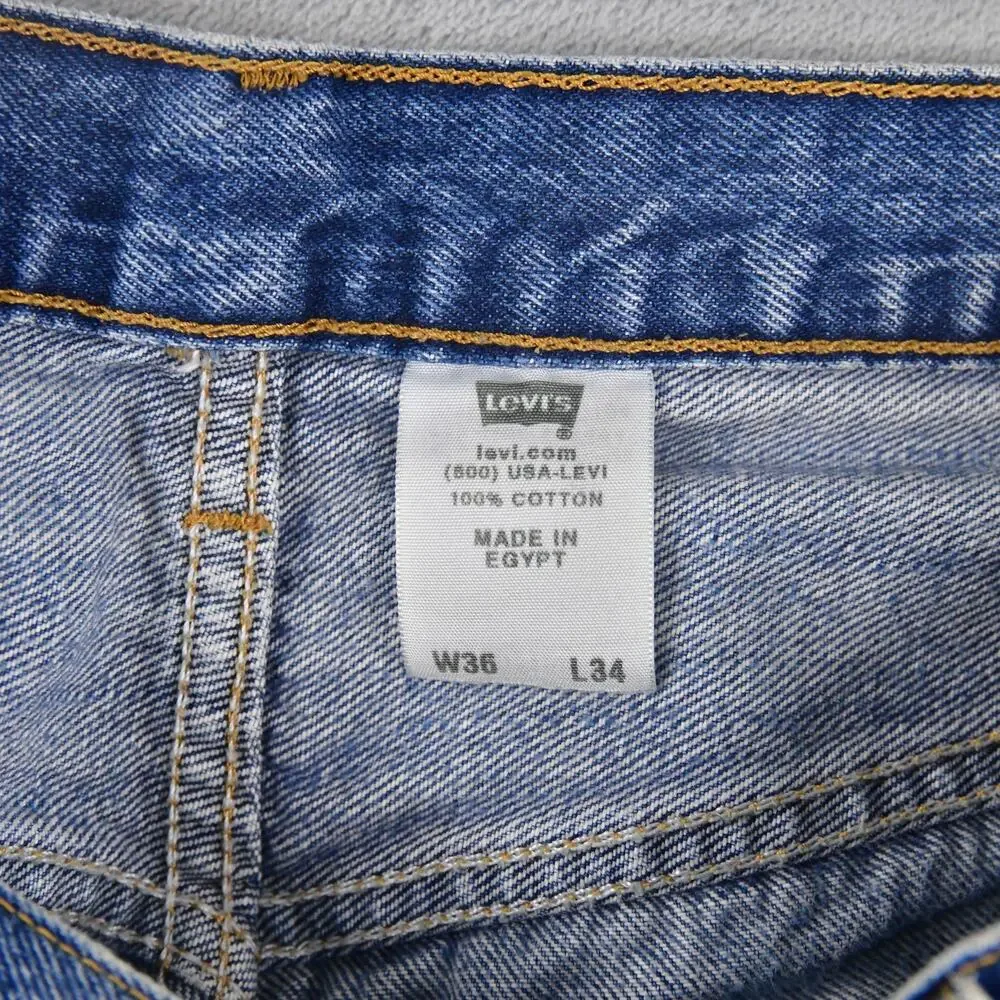 Levis Jeans 501 Mens 36x31 (33x32 Actual) Button Fly Distressed Blue Denim